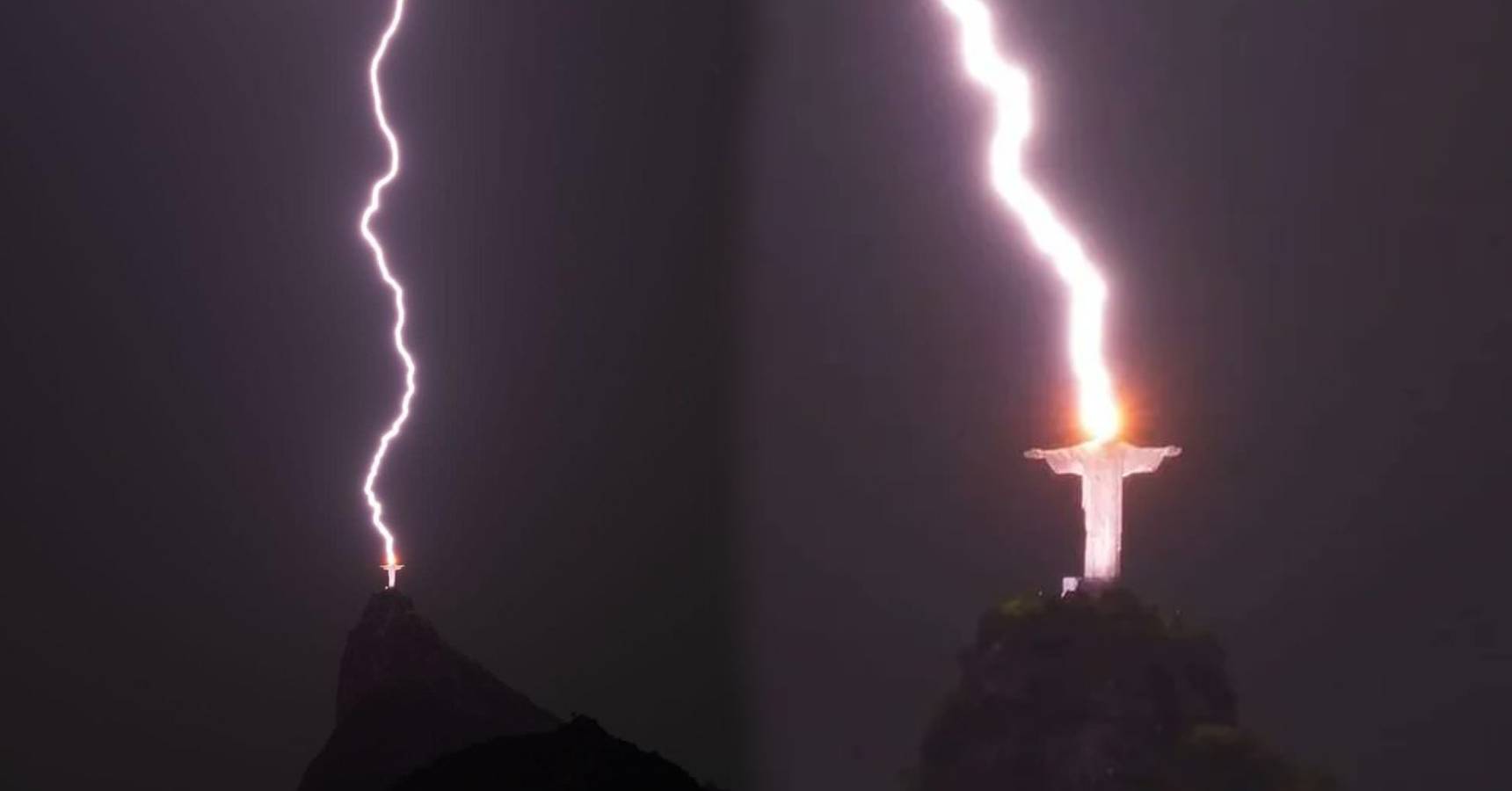 brazil statue lightning