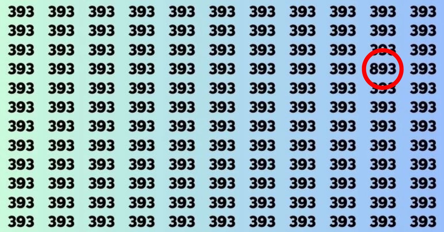 Optical Illusion Find the hidden 893 within 11 seconds 