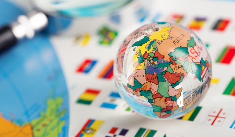 glass globe on the flags