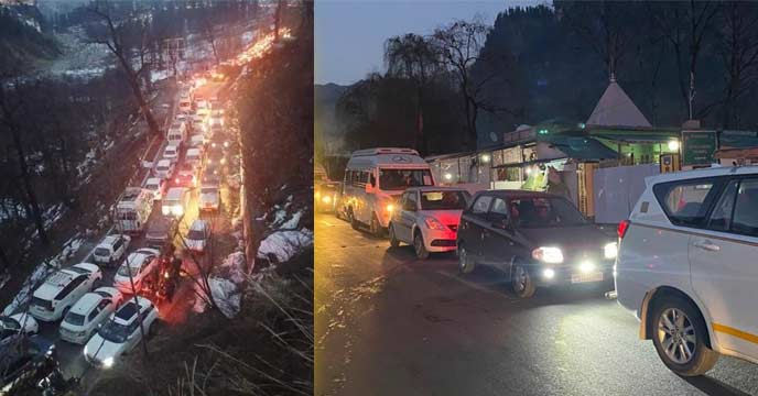 traffic jam at atal tunnel