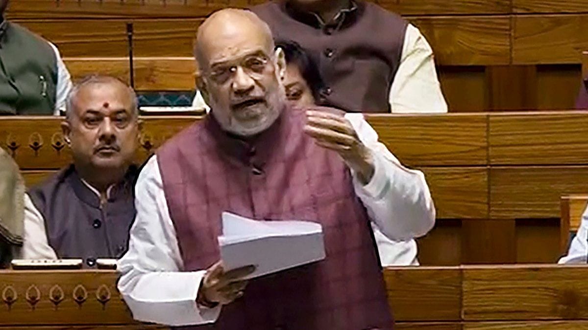 union home minister amit shah speaks in the lok sabha during the winter session of parliament in ne