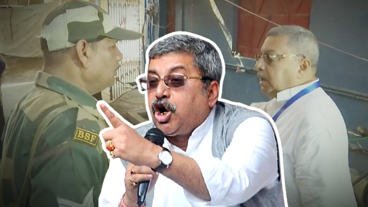 A Central force jawan stopped Serampore TMC candidate Kalyan Banerjee from entering the booth