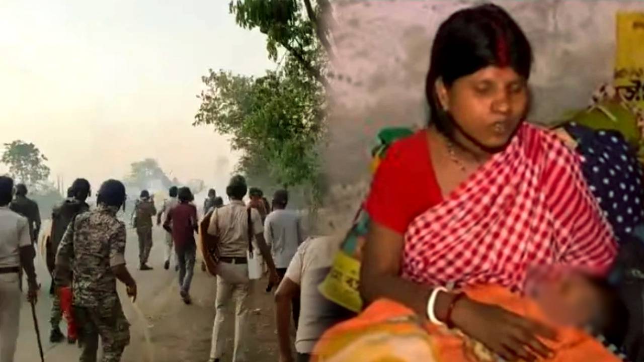 Murshidabad violence a mother leaves her house with 7 days old child